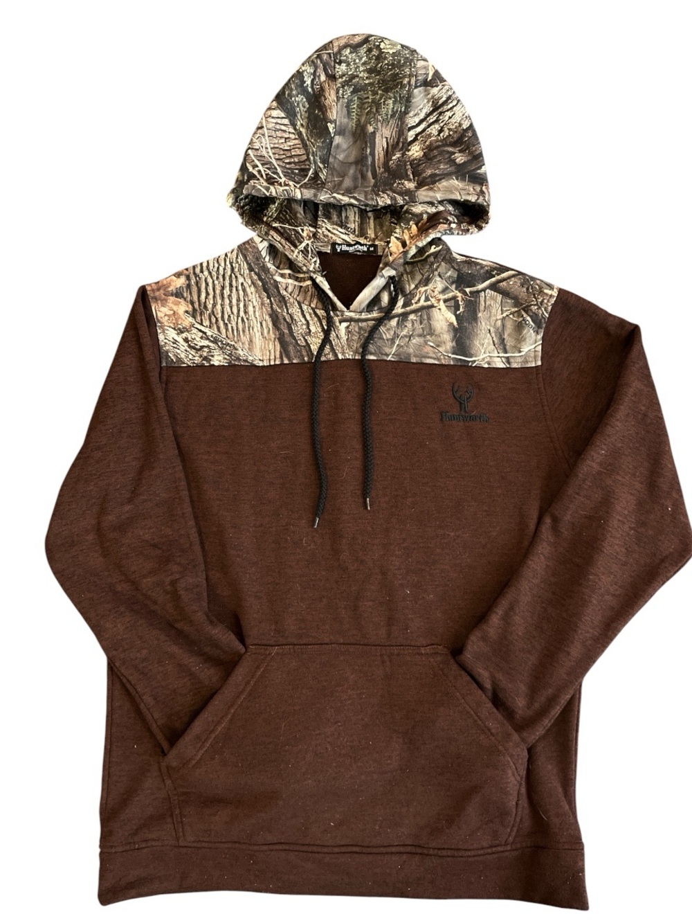 HuntWorth Realtree Camo Yoke Brown Pullover Hoodie Adult Mens Medium!